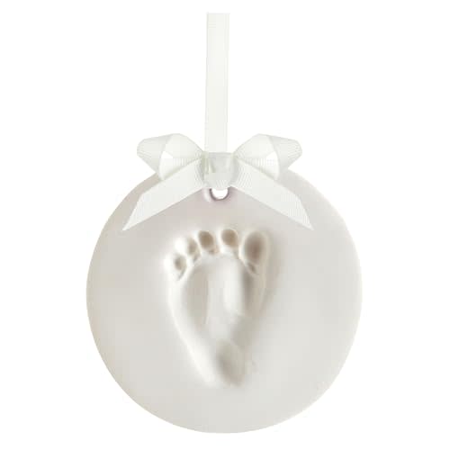 Tiny Ideas DIY No Mess Hanging Christmas Ornament Keepsake Kit, Baby Hand and Footprint Keepsake, Classic Nursery Decor, Ideal Gender Neutral Gift, Baby's First Christmas, White