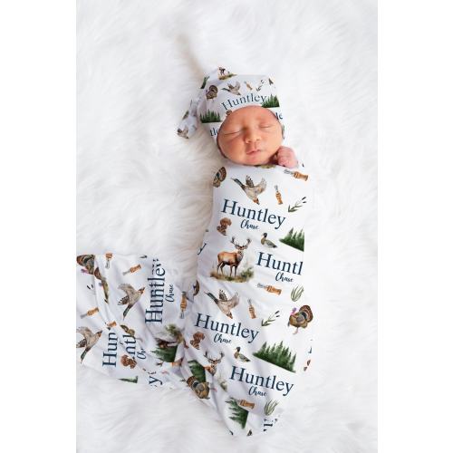 Hunting Swaddle Set, Buck and Duck Swaddle Baby Blanket, Personalized Swaddle Blanket, Turkey Hunting Baby Blanket, Hunting Baby W61