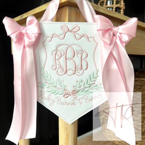 Bow Newborn banner - baby girl announcement sign - newborn sign - bassinet sign - crib decor- nursery sign - hospital door sign