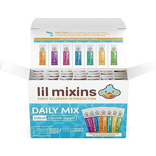 Lil Mixins Early Allergen Introduction Mix-ins, Daily Mix | Peanut, Egg, Cashew, Walnut, Almond, Soy, Sesame Mix-Ins for Ages 4-12 Mo. Old, 1 Month Supply