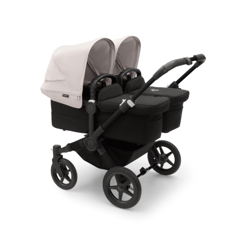 Bugaboo Donkey 5 Twin bassinet and seat stroller black base, midnight black fabrics, misty white sun canopy