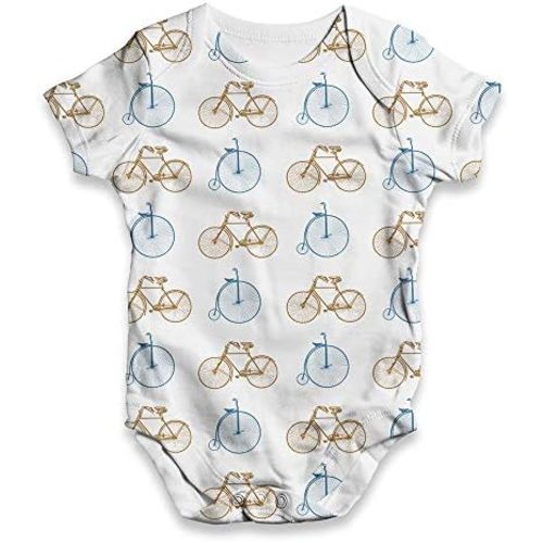 TWISTED ENVY Funny Baby Onesies Vintage Bikes Pattern