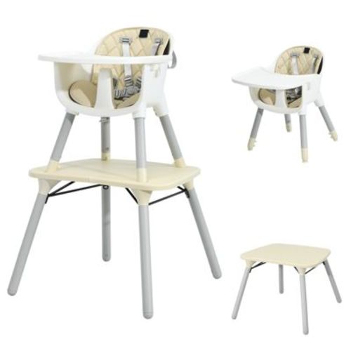 Infans 5-in-1 High Chair, Convertible Highchair For Babies And Toddlers/kids Chair Table Set/infant Feeding Chair W/safety Harness, Beige