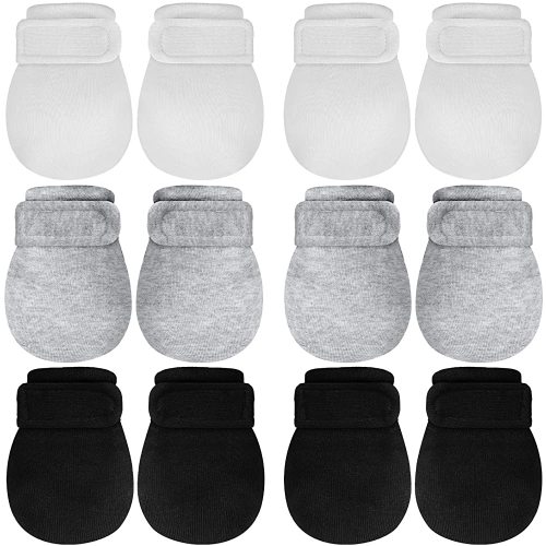 Newcotte Adjustable Baby Mittens No Scratch Newborn Cotton Breathable Gloves Warm Baby Mitts for Boys