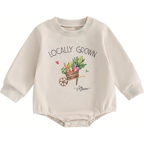 Farmers Market Baby Romper Gifts For Baby Girls Boys, Sweater Romper Baby, Newborn Bubble Outfits, Locally Grown Vegetables Romper