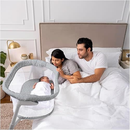 HALO Baby Flex BassiNest, Adjustable Travel Bassinet, Easy Folding, Lightweight with Mattress and Carrying Bag, Morning Mist