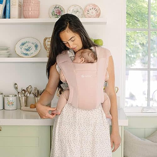 Ergobaby Embrace Cozy Newborn Essentials Baby Carrier Wrap (7-25 Pounds), Ponte Knit, Blush Pink