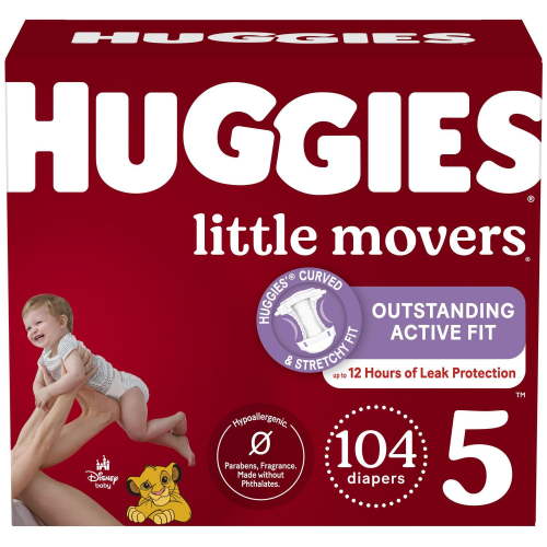 HUGGIES Little Movers Diapers, Mega Colossal Pack, Sizes: 3-8, Sizes: 3-8 | 136-62 Count