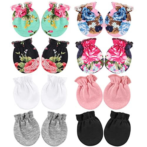 BQUBO Newborn Infant Toddler Mittens No Scratch Cotton Elastic Wrist Gloves Hypoallergenic for 0-6 Months Baby Boys Girls