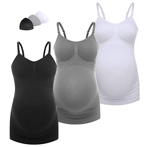 HOFISH Support Nursing Tank Tops for Breastfeeding, Comfort Stretch Maternity Camisoles with Built in Bra