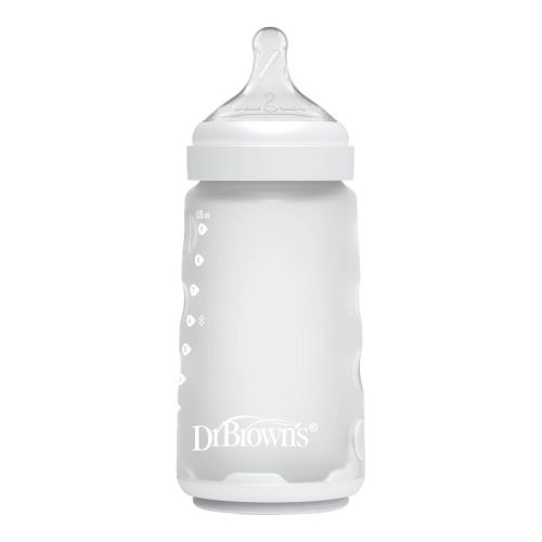 Dr. Brown's Silicone Baby Bottle - Clear - 9 fl oz: Level 2 Medium Flow, BPA-Free, Lead-Free