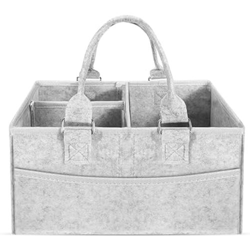 Baby Diaper Caddy Organizer with Handle Portable Diaper Organizer for Changing Table, Nursery Storage Felt Car Organizer Baby Shower Gifts Baby Essentials