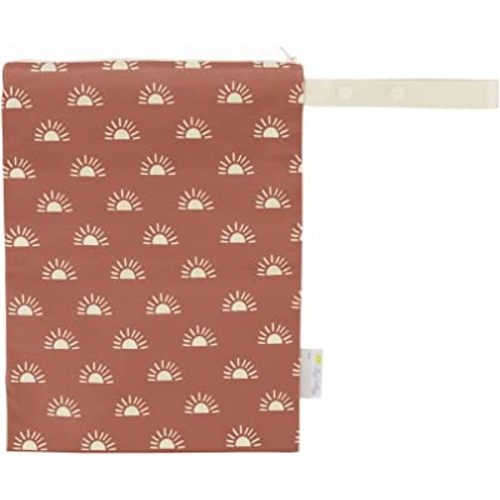 Itzy Ritzy Sealed Wet Bag with Adjustable Handle – Washable & Reusable Wet Bag with Water Resistant Lining Ideal for Swimwear, Diapers, Gym Clothes & Toiletries; Measures 11” x 14”, Terracotta Sunrise