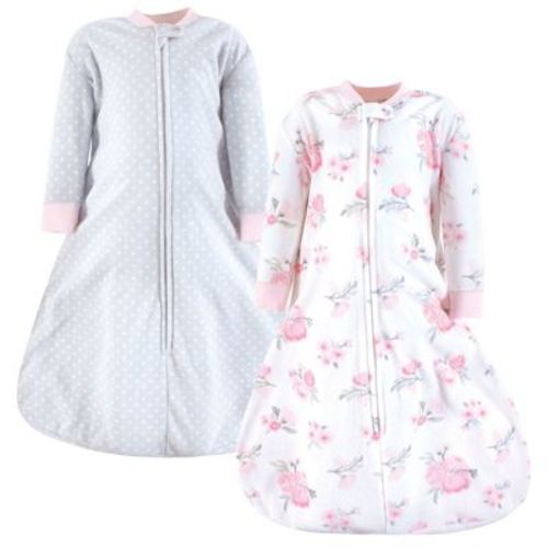 Hudson Baby Infant Girl Long-sleeve Fleece Sleeping Bag, Basic Pink Floral, 0-6 Months
