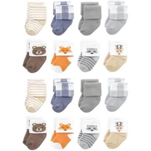 Hudson Baby Unisex Cotton Rich Baby Terry Socks 16-Pack