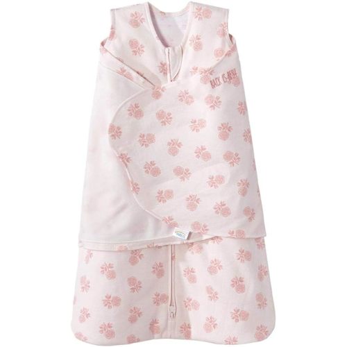 HALO 100% Cotton Sleepsack Swaddle, 3-Way Adjustable Wearable Blanket, TOG 1.5, Watercolor Rose Toss Blush, Small, 3-6 Months