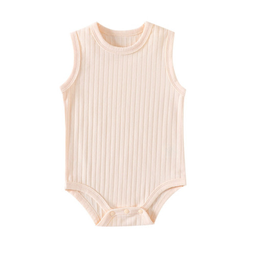 Rovga Clothes For Girls Baby Solid Color Romper Ribbed Sleeveless Bodysuit Jumpsuit Infant Knitted Outfits Clothes Fashion Homewear Beige 3-6 Months
