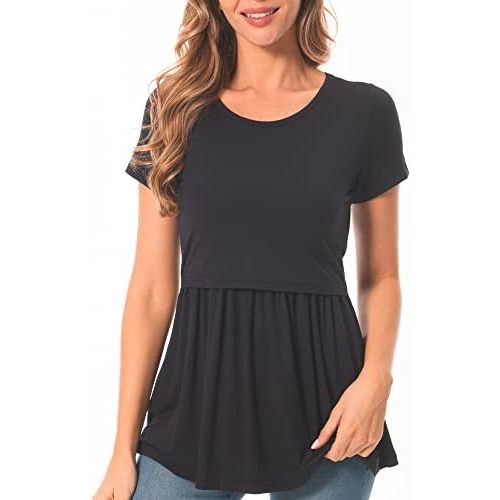 Bearsland Women’s Nursing Top Long Sleeve Scoop Neck Nursing Shirt Breastfeeding Shirt Pregnancy Clothes