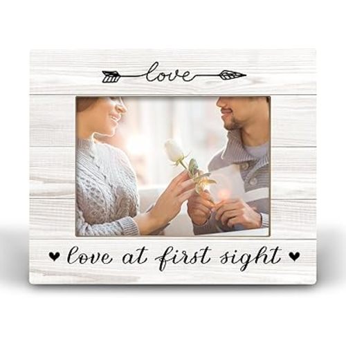 Love At First Sight Frame Ultrasound Sonogram 8x10 Picture Frame, Pregnancy Gifts Baby Shower Gifts Wood Photo Frame, Gender Reveal New Baby Gift Picture Frame for Wall and Tabletop Display