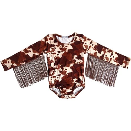 Toddler Baby Girl Long Sleeves Bodysuit Newborn Romper Jumpsuit Outfit Casual Infant Clothes with Tassels