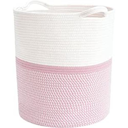Amazon.com: INDRESSME Cotton Basket 16.2 x 14.2 x 13.4 inches Woven Hamper Pink Girl Basket for Gift Toy Blanket Corner Basket in living Room : Everything Else