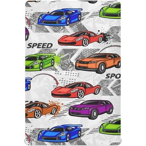 Color Sports Race Car Crib Sheet for Girls Boys Baby Toddler Bed Mattress Sheets Babies Fitted Crib Sheets for Kids Nursery Bed 52 * 28 in