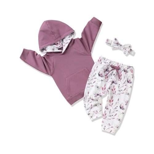 oklady Baby Girl Clothes,Hoodie Tops Floral Pant with Cute Headband Baby Girl Fall Outfits