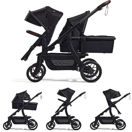 Momcozy ChangeGo Baby Stroller, Convertible Single-to-Double-to-Wagon Stroller with 23 Configurations, Bassinet and Seat Included, Large PU Wheels, All-Wheel Suspension & Extendable UPF50+ Canopy