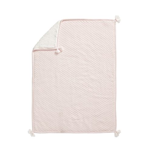 Luxe Cable-Knit Sherpa Baby Blanket - Light Pink