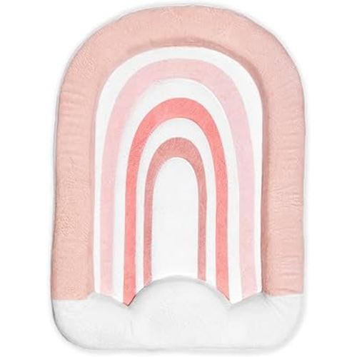 Blooming Bath Rainbow Baby Bath Mat - Sink Bathtub Cushion for Infants - Plush Minky Fabric for Newborn to 6 Months - Washer Safe Baby Essentials - Essential Newborn Bath Accessory