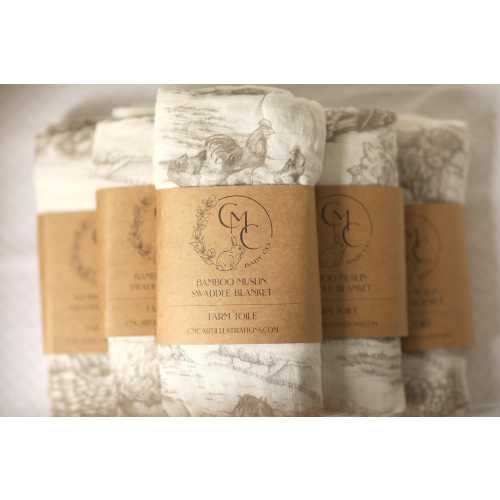 Hospital Receiving Blanket Bamboo Muslin Swaddle Farm Toile Baby Swaddle Blanket Baby Boy Gift Highlander Cow Blanket Cute Baby Shower Gift