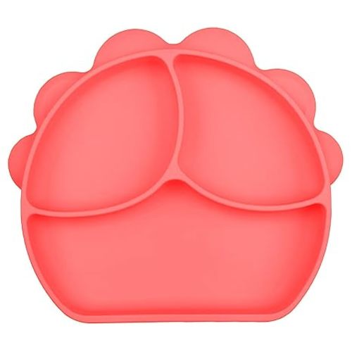 Silicone Suction Plates for Babies, Stick to High Chair Trays and Table, Divided Baby Dishes, Perfect Kids Plates, BPA FREE - Red-L