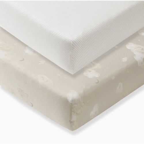 Good Night Sky Organic Cotton Crib Sheets Set of 2 - Limestone