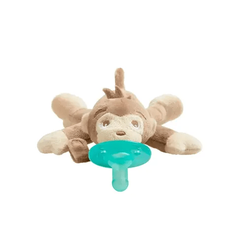 Philips AVENT Soothie Snuggle Pacifier Holder with Detachable Pacifier, 0m+, Monkey, SCF347/02