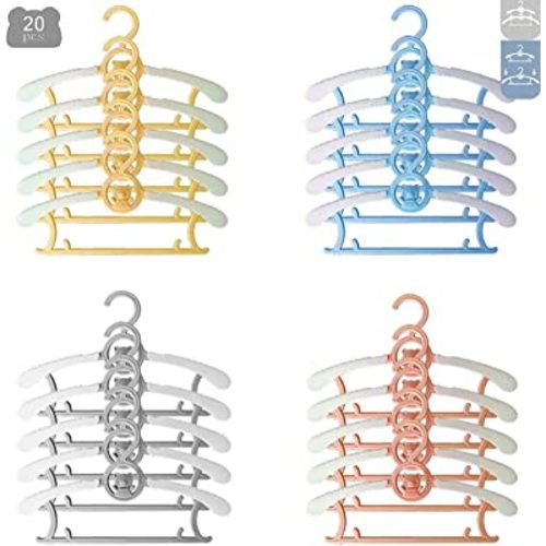 HGYZE Baby Nursery Closet Hangers, Ultra-Thin Non-Slip Laundry Infant Pant Hangers for Newborn Clothes - 20pcs Colorful Gifts - Adjustable Children Coat Hanger for Girl Boy Toddler Kids Child