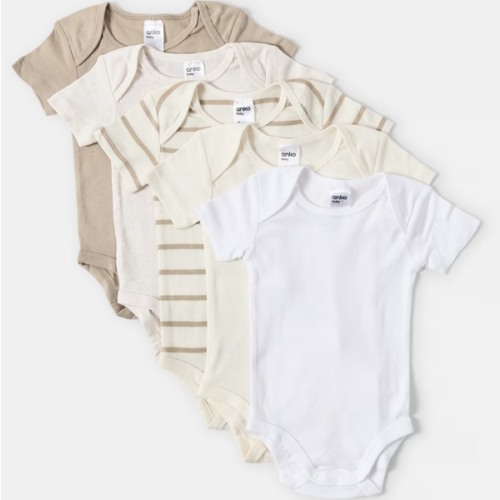 5 Pack Short Sleeve Bodysuits - Kmart