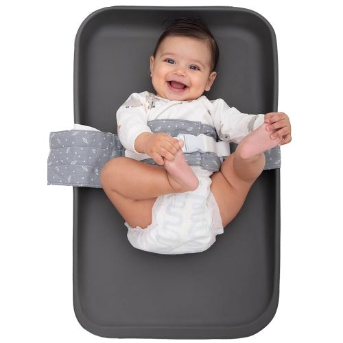 Changing Pad Strap – Soft, Adjustable & Secure Anti-Escape for Infants 0-24 Months. Universal Fit for Changing Pads & Changing Tables, Easy-Clean Fabric. Comfortable & Portable (Grey)