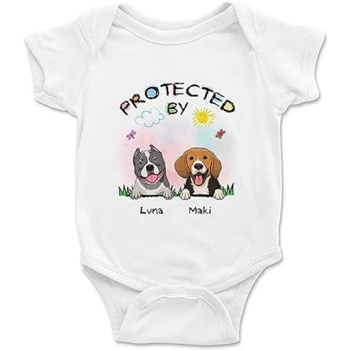 Gossby Custom Onesie Bodysuit for Baby Girl Boy - Personalized Gift Baby Clothes with Dog Design - 0-24 Months - 4 Colors