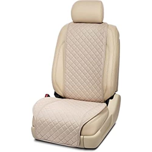 IVICY Linen Car Seat Cover for Cars - Soft & Breathable Front Premium Covers with Non-Slip Protector Universal Fits Most Automotive, Vans, SUVs, Trucks - 1 Unit