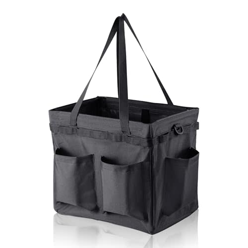 Car Trunk Organizer Multifunctional Storage Toolbox Carry Griddle,Large Grill Utensils Accessory Grilling Tools Basket Carrying Caddy Tool Tote Bag Storage Box Camp Cooking bbq Outdoor(Black)