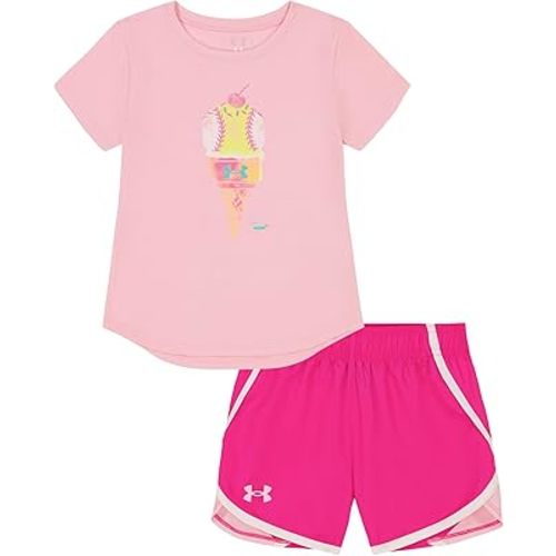 Under Armour baby-girls Short Sleeve Shirt and Shorts Set, Durable Stretch and Lightweight