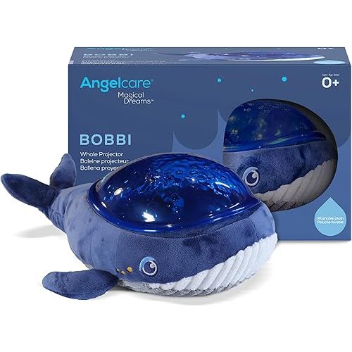 Bobbi The Whale Ceiling Night Light Projector for Babies and Kids, Sleep Soother with Adjustable Volume Lullabies, White Noises, 3 Night Light Intensities
