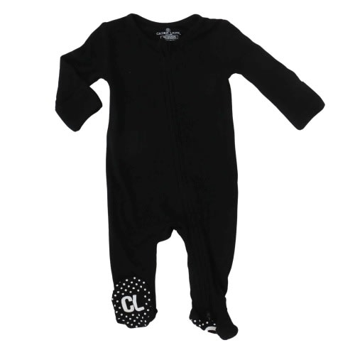 Black Waffle Bamboo Zipper Footie