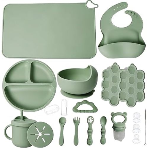 19 Pcs Silicone Baby Feeding Set Eating Essentials for Newborn