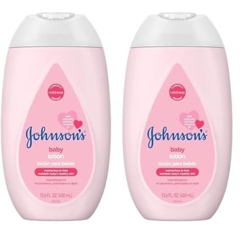 Johnson's Baby Moisturizing Mild Pink Baby Lotion with Coconut Oil for Delicate Baby Skin, Paraben-, Phthalate- & Dye-Free, Hypoallergenic & Dermatologist-Tested, Baby Skin Care, 13.6 Fl. Oz