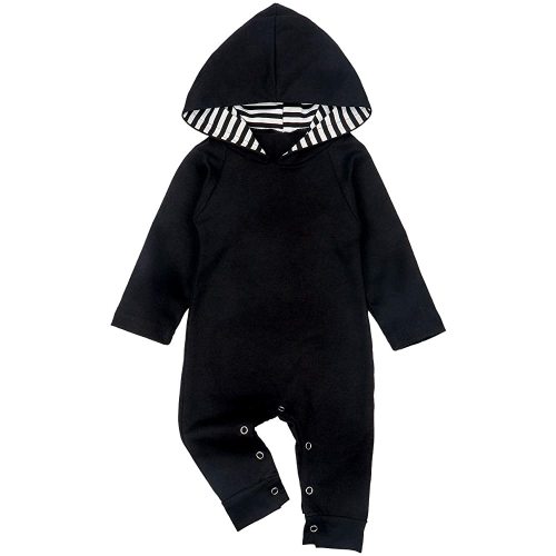 Newborn Baby Boys Girls Romper Toddler One Piece Solid Color Outfits Long Sleeve Hoodie Playsuit Jumpsuits Clothing