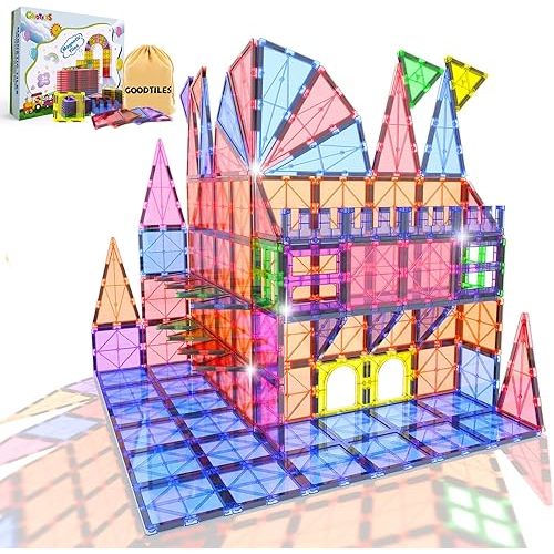 Magnetic Tiles for Toddlers - Building Blocks for Preschool Montessori Learning, Ideal Sensory Toys for Kids Aged 3-8