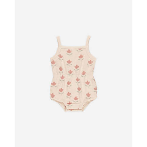 Waffle Cinch Romper || Tulips