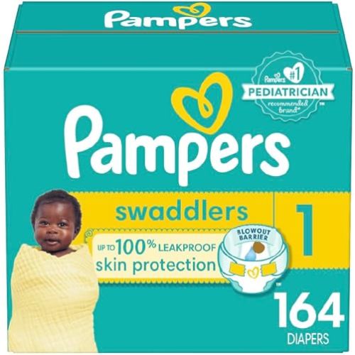 Pampers Baby Diapers - Swaddlers - Size 1, 164 Count, Ultra Absorbent Disposable Infant Diaper