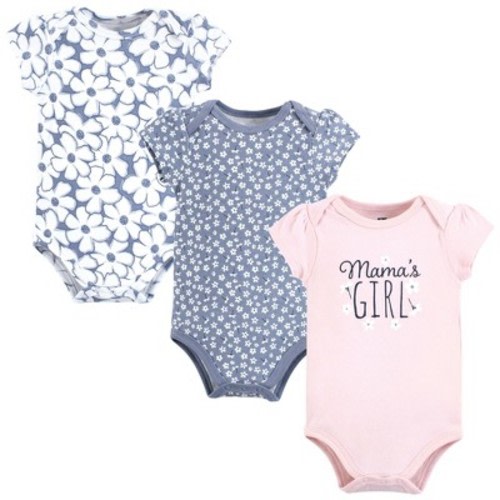 Hudson Baby Infant Girl Cotton Bodysuits, Mamas Girl Tiny Flower, 3-6 Months